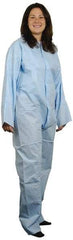 PRO-SAFE - Size 4XL Polypropylene General Purpose Coveralls - Blue, Zipper Closure, Elastic Cuffs, Elastic Ankles, Serged Seams, ISO Class 7 - Exact Industrial Supply
