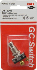 GC/Waldom - 1/2 Inch Mount Hole, Pushbutton Switch Only - Round, Chrome Pushbutton, Nonilluminated, Momentary (MO), Off-On - Exact Industrial Supply