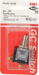 GC/Waldom - 1/2 Inch Mount Hole, Pushbutton Switch Only - Round, Chrome Pushbutton, Nonilluminated, Maintained (MA), On-Off - Exact Industrial Supply