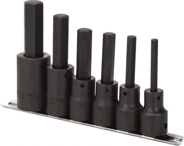 Paramount - 6 Piece 1/2" Drive Metric Impact Hex Bit Socket Set - 6 to 17mm Hex - Exact Industrial Supply