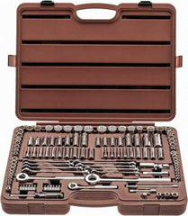 Paramount - 116 Piece 1/4, 3/8 & 1/2" Drive Standard Deep Socket Set - 6, 8 & 12 Points, 5/32 to 1/2", 4 to 13mm, Inch/Metric Measurement Standard - Exact Industrial Supply