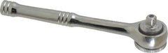 Paramount - 1/4" Drive Round Head Quick-Release Ratchet - Chrome Finish, 5-3/4" OAL, 45 Gear Teeth, Full Polished Knurled Handle - Exact Industrial Supply
