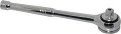 Paramount - 3/8" Drive Round Head Quick-Release Ratchet - Chrome Finish, 7-29/32" OAL, 45 Gear Teeth, Full Polished Knurled Handle - Exact Industrial Supply