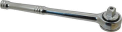 Paramount - 1/2" Drive Round Head Quick-Release Ratchet - Chrome Finish, 10-3/32" OAL, 45 Gear Teeth, Full Polished Knurled Handle - Exact Industrial Supply