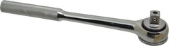 Paramount - 1/2" Drive Round Head Quick-Release Ratchet - Chrome Finish, 10-3/32" OAL, 45 Gear Teeth, Full Polished Knurled Handle, Reversible with Knurled Speed Ring Head - Exact Industrial Supply