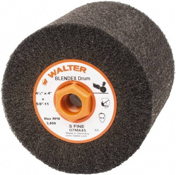 WALTER Surface Technologies - 4-1/2" Diam Aluminum Oxide Unmounted Flap Wheel - 5/8" Hole, 5/8-11 Thread, 4" Wide, Nonwoven, Very Fine Grade, 3,800 Max RPM - Exact Industrial Supply