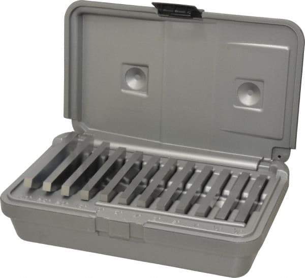 Fowler - 0.25 to 30°, 3 Inch Long, Steel, Angle Block Set - 0.25 Inch Thick, 30 Arc Seconds Accuracy, Includes Shop-Hardened and Molded Case, 12 Pieces - Exact Industrial Supply