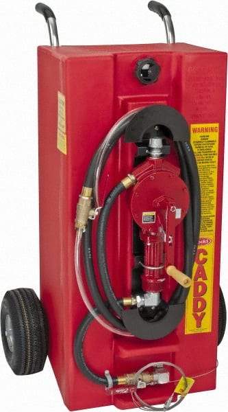 Made in USA - 28 Gal Gas Fuel Caddy - Red, Polyethelyne - Exact Industrial Supply