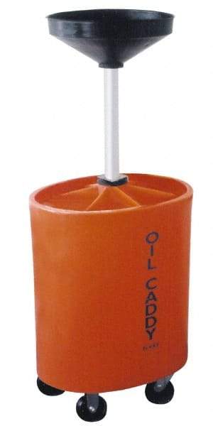 Made in USA - 30 Gal Oil Lift Drain Container with Casters - Orange, Drain Tub - Exact Industrial Supply