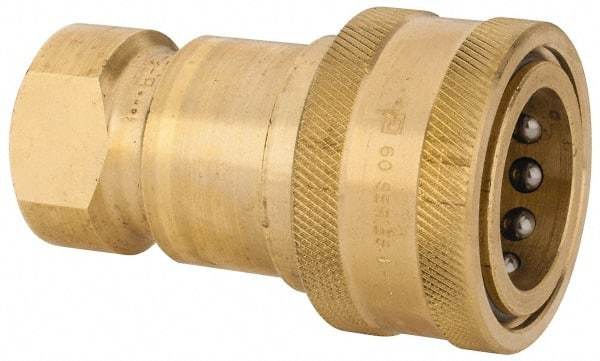 Parker - 3/4 NPTF Brass Hydraulic Hose Female Pipe Thread Coupler - 1,000 psi, 28 GPM - Exact Industrial Supply