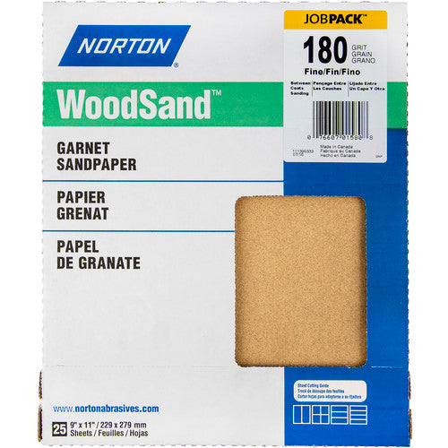 11″ × 9″ Woodsand A511 Paper Sheet 180 Grit Fine Garnet - Exact Industrial Supply