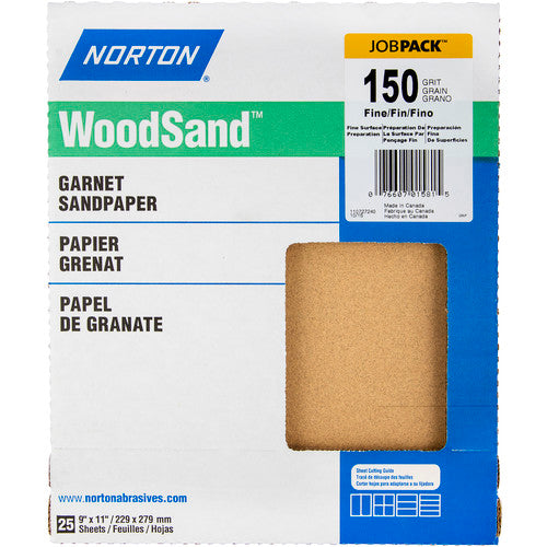 11″ × 9″ Woodsand A513 Paper Sheet 150 Grit Fine Garnet - Exact Industrial Supply