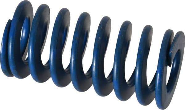 Associated Spring Raymond - 1-1/4" Hole Diam, 5/8" Rod Diam, 2-1/2" Free Length, Blue Die Spring - 360 Lb Max Deflection, 1.25" Max Deflection, Medium Duty, Chromium Alloy Steel - Exact Industrial Supply