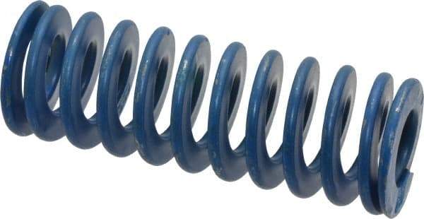 Associated Spring Raymond - 1-1/4" Hole Diam, 5/8" Rod Diam, 3-1/2" Free Length, Blue Die Spring - 350 Lb Max Deflection, 1.75" Max Deflection, Medium Duty, Chromium Alloy Steel - Exact Industrial Supply