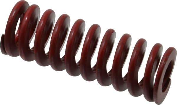 Associated Spring Raymond - 1-1/4" Hole Diam, 5/8" Rod Diam, 3-1/2" Free Length, Red Die Spring - 569.8 Lb Max Deflection, 1.3" Max Deflection, Medium Heavy Duty, Chromium Alloy Steel - Exact Industrial Supply
