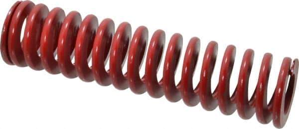 Associated Spring Raymond - 2" Hole Diam, 1" Rod Diam, 8" Free Length, Red Die Spring - 1041.9 Lb Max Deflection, 2.96" Max Deflection, Medium Heavy Duty, Chromium Alloy Steel - Exact Industrial Supply