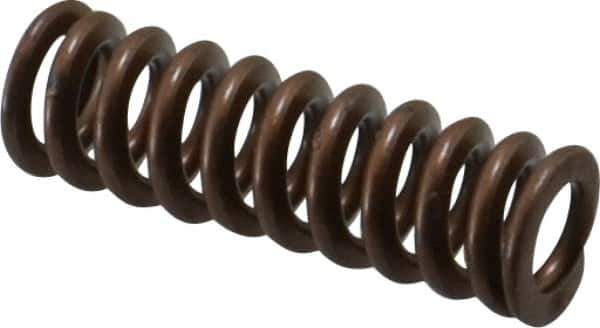 Associated Spring Raymond - 1/2" Hole Diam, 9/32" Rod Diam, 1-1/2" Free Length, Gold Die Spring - 69.8 Lb Max Deflection, 0.45" Max Deflection, Heavy Duty, Chromium Alloy Steel - Exact Industrial Supply