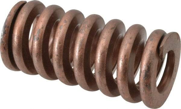 Associated Spring Raymond - 1-1/4" Hole Diam, 5/8" Rod Diam, 2-1/2" Free Length, Gold Die Spring - 882 Lb Max Deflection, 0.75" Max Deflection, Heavy Duty, Chromium Alloy Steel - Exact Industrial Supply