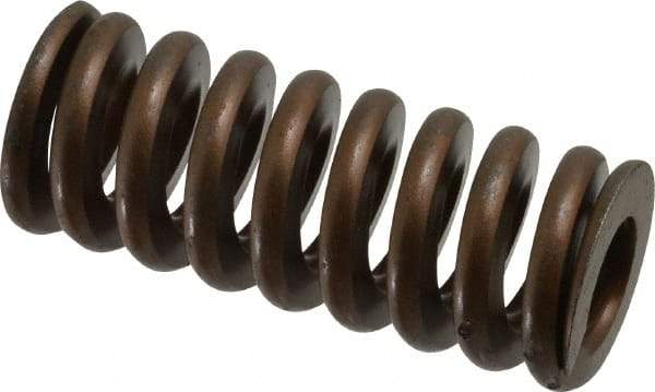 Associated Spring Raymond - 1-1/4" Hole Diam, 5/8" Rod Diam, 3" Free Length, Gold Die Spring - 856.8 Lb Max Deflection, 0.9" Max Deflection, Heavy Duty, Chromium Alloy Steel - Exact Industrial Supply