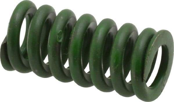 Associated Spring Raymond - 1/2" Hole Diam, 9/32" Rod Diam, 1" Free Length, Green Die Spring - 80 Lb Max Deflection, 0.25" Max Deflection, Extra Heavy Duty, Chromium Alloy Steel - Exact Industrial Supply