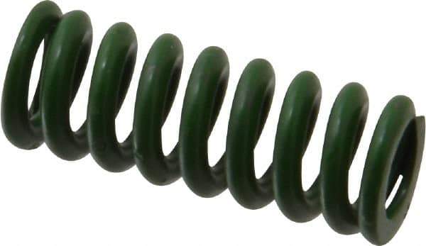 Associated Spring Raymond - 1/2" Hole Diam, 9/32" Rod Diam, 1-1/4" Free Length, Green Die Spring - 75 Lb Max Deflection, 0.31" Max Deflection, Extra Heavy Duty, Chromium Alloy Steel - Exact Industrial Supply
