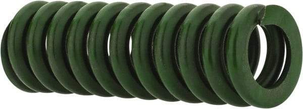 Associated Spring Raymond - 1/2" Hole Diam, 9/32" Rod Diam, 1-1/2" Free Length, Green Die Spring - 75 Lb Max Deflection, 0.38" Max Deflection, Extra Heavy Duty, Chromium Alloy Steel - Exact Industrial Supply