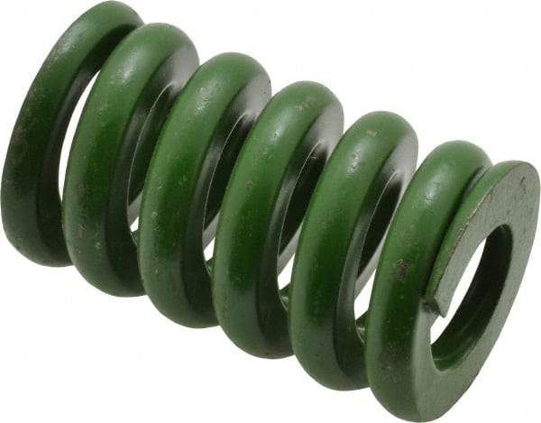 Associated Spring Raymond - 1-1/4" Hole Diam, 5/8" Rod Diam, 2" Free Length, Green Die Spring - 960 Lb Max Deflection, 0.5" Max Deflection, Extra Heavy Duty, Chromium Alloy Steel - Exact Industrial Supply