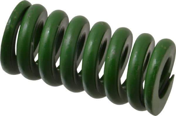 Associated Spring Raymond - 1-1/4" Hole Diam, 5/8" Rod Diam, 2-1/2" Free Length, Green Die Spring - 900 Lb Max Deflection, 0.63" Max Deflection, Extra Heavy Duty, Chromium Alloy Steel - Exact Industrial Supply