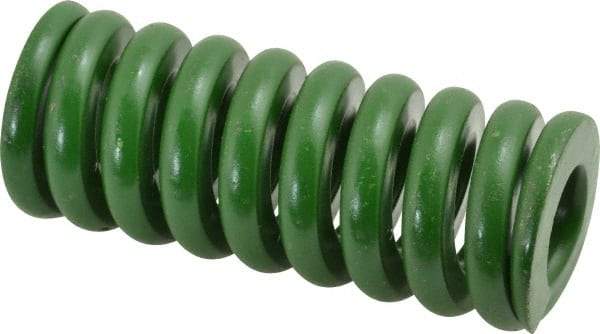 Associated Spring Raymond - 1-1/4" Hole Diam, 5/8" Rod Diam, 3" Free Length, Green Die Spring - 888 Lb Max Deflection, 0.75" Max Deflection, Extra Heavy Duty, Chromium Alloy Steel - Exact Industrial Supply
