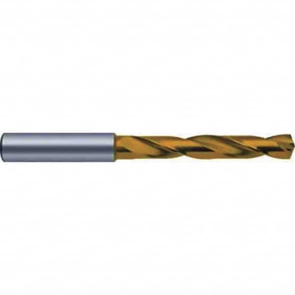 Screw Machine Length Drill Bit: 0.4449″ Dia, 140 °, Solid Carbide TiN Finish, Right Hand Cut, Spiral Flute, Straight-Cylindrical Shank, Series 662