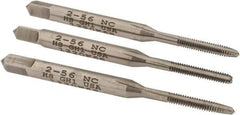 Hertel - #2-56 UNC, 3 Flute, Bottoming, Plug & Taper, Bright Finish, High Speed Steel Tap Set - 1-3/4" OAL, 2B/3B Class of Fit - Exact Industrial Supply