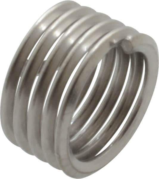 Recoil - 1/4-28 UNF, 1/4" OAL, Free Running Helical Insert - 5 Free Coils, Tanged, Stainless Steel, Bright Finish, 1D Insert Length - Exact Industrial Supply