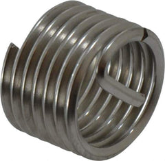 Recoil - 7/16-20 UNF, 0.438" OAL, Free Running Helical Insert - 6-5/8 Free Coils, Tanged, Stainless Steel, Bright Finish, 1D Insert Length - Exact Industrial Supply