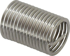 Recoil - 7/16-20 UNF, 7/8" OAL, Free Running Helical Insert - 14-5/8 Free Coils, Tanged, Stainless Steel, Bright Finish, 2D Insert Length - Exact Industrial Supply