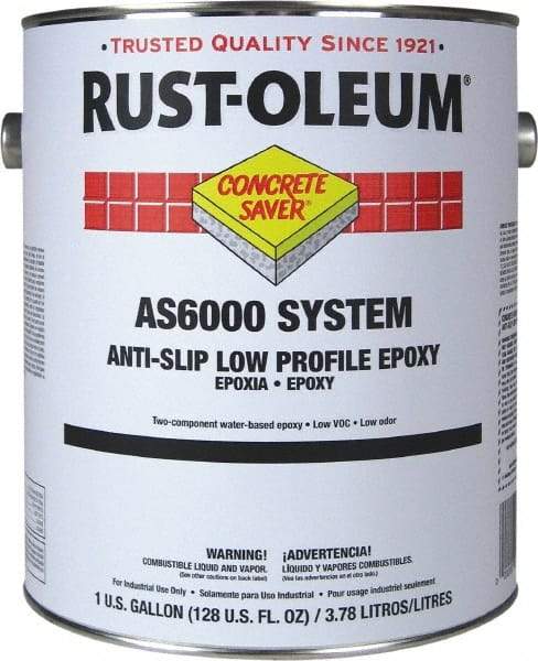 Rust-Oleum - 1 Gal Kit Gloss Silver Gray Antislip Epoxy - 80 to 100 Sq Ft/Gal Coverage, <100 g/L VOC Content - Exact Industrial Supply