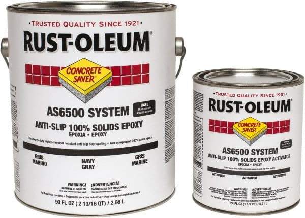 Rust-Oleum - 1 Gal Kit Gloss Navy Gray Antislip Epoxy - 25 to 35 Sq Ft/Gal Coverage, <50 g/L VOC Content - Exact Industrial Supply