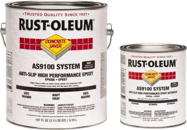 Rust-Oleum - 1 Gal Kit Gloss Navy Gray Antislip Epoxy - 40 to 60 Sq Ft/Gal Coverage, <250 g/L VOC Content - Exact Industrial Supply