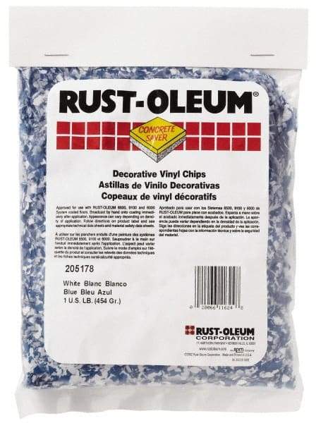 Rust-Oleum - Blue/White Vinyl Floor Chips - 1 Lb Plastic Bag - Exact Industrial Supply
