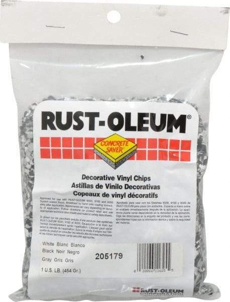 Rust-Oleum - Black/White/Gray Vinyl Floor Chips - 1 Lb Plastic Bag - Exact Industrial Supply