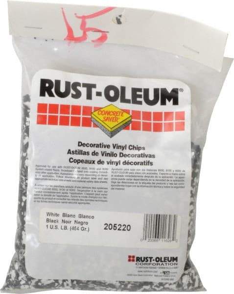Rust-Oleum - Black/White Vinyl Floor Chips - 1 Lb Plastic Bag - Exact Industrial Supply