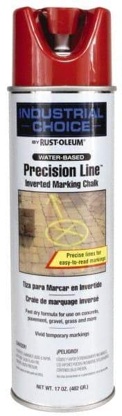 Rust-Oleum - 17 fl oz Red Marking Chalk - 500' to 530' Coverage at 1-1/4" Wide, Water-Based Formula - Exact Industrial Supply