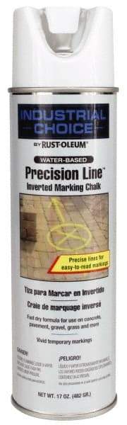Rust-Oleum - 17 fl oz White Marking Chalk - 500' to 530' Coverage at 1-1/4" Wide, Water-Based Formula - Exact Industrial Supply