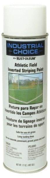 Rust-Oleum - 17 fl oz White Striping Paint - 100' to 200' Coverage at 3" Wide, Water-Based Formula - Exact Industrial Supply