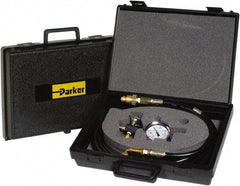 Parker - Accumulator Charging & Gauge Assembly - Includes 3,000 psi Gage, Charging Assembly, Gas Bleeder Valve, Charging Hose and Carrying Case, Use with Hydraulic Accumulators - Exact Industrial Supply