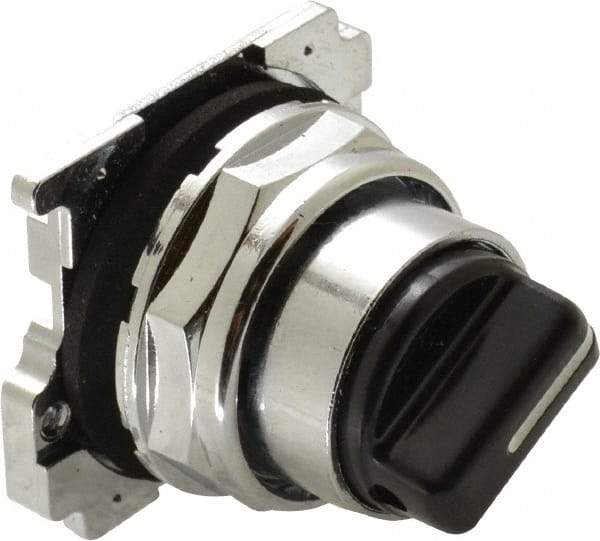 Eaton Cutler-Hammer - 30-1/2mm Mount Hole, 2 Position, Knob Operated, Selector Switch with Cam and Cap - Black, Maintained (MA) - Momentary (MO) - Exact Industrial Supply