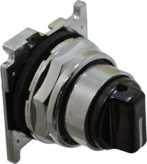 Eaton Cutler-Hammer - 30-1/2mm Mount Hole, 3 Position, Knob Operated, Selector Switch with Cam and Cap - Black, Maintained (MA) - Momentary (MO) - Exact Industrial Supply