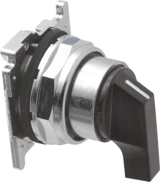 Eaton Cutler-Hammer - 30-1/2mm Mount Hole, 3 Position, Lever Operated, Selector Switch with Cam and Cap - Black, Maintained (MA) - Momentary (MO) - Exact Industrial Supply