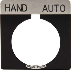 Eaton Cutler-Hammer - Square, Legend Plate - Auto-Off-Hand - Black Background, 30-1/2mm Hole Diameter - Exact Industrial Supply