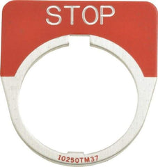 Eaton Cutler-Hammer - Half Round, Legend Plate - Stop - Red Background, 30-1/2mm Hole Diameter - Exact Industrial Supply