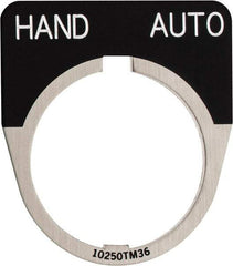 Eaton Cutler-Hammer - Half Round, Legend Plate - Auto-Off-Hand - Black Background, 30-1/2mm Hole Diameter - Exact Industrial Supply